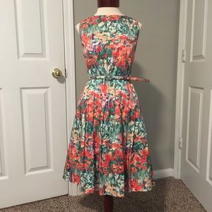 Talbots impressionist floral 50’s style dress